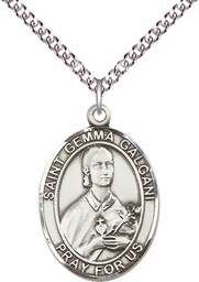 [7130SS/24SS] Sterling Silver Saint Gemma Galgani Pendant on a 24 inch Sterling Silver Heavy Curb chain