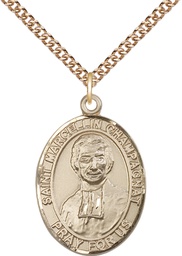 [7131GF/24GF] 14kt Gold Filled Saint Marcellin Champagnat Pendant on a 24 inch Gold Filled Heavy Curb chain