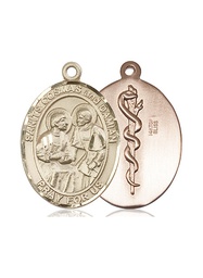 [7132GF8] 14kt Gold Filled Saints Cosmas &amp; Damian Doctors Medal