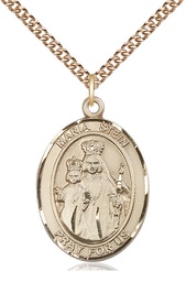 [7133GF/24GF] 14kt Gold Filled Maria Stein Pendant on a 24 inch Gold Filled Heavy Curb chain