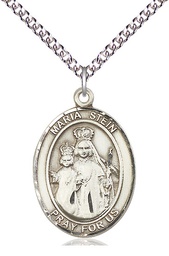 [7133SS/24SS] Sterling Silver Maria Stein Pendant on a 24 inch Sterling Silver Heavy Curb chain