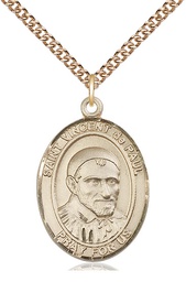 [7134GF/24GF] 14kt Gold Filled Saint Vincent de Paul Pendant on a 24 inch Gold Filled Heavy Curb chain