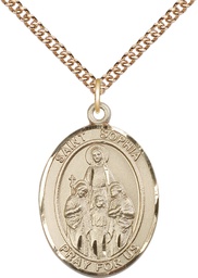 [7136GF/24GF] 14kt Gold Filled Saint Sophia Pendant on a 24 inch Gold Filled Heavy Curb chain