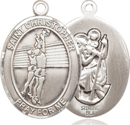 [7138SS] Sterling Silver Saint Christopher Volleyball Medal