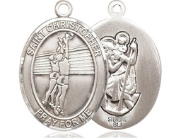 [7138SS] Sterling Silver Saint Christopher Volleyball Medal