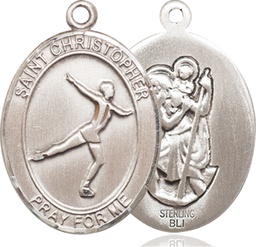 [7139SS] Sterling Silver Saint Christopher Figure Skating Medal