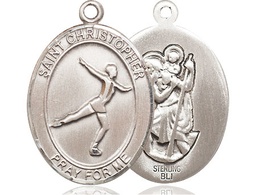 [7139SS] Sterling Silver Saint Christopher Figure Skating Medal
