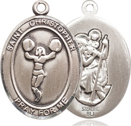 [7140SS] Sterling Silver Saint Christopher Cheerleading Medal