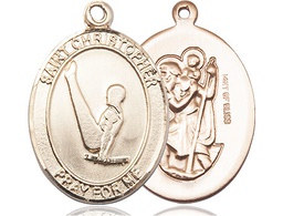 [7142GF] 14kt Gold Filled Saint Christopher Gymnastics Medal