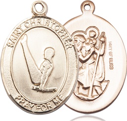 [7142GF] 14kt Gold Filled Saint Christopher Gymnastics Medal