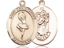 [7143KT] 14kt Gold Saint Christopher Dance Medal