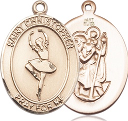 [7143KT] 14kt Gold Saint Christopher Dance Medal