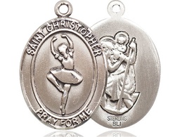 [7143SS] Sterling Silver Saint Christopher Dance Medal