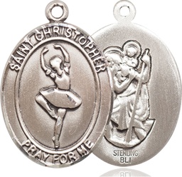 [7143SS] Sterling Silver Saint Christopher Dance Medal