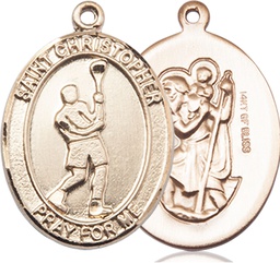 [7144GF] 14kt Gold Filled Saint Christopher Lacrosse Medal