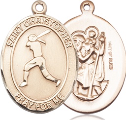 [7145GF] 14kt Gold Filled Saint Christopher Softball Medal