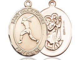 [7145GF] 14kt Gold Filled Saint Christopher Softball Medal