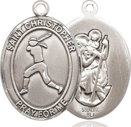 [7145SS] Sterling Silver Saint Christopher Softball Medal