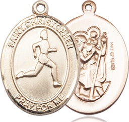 [7149GF] 14kt Gold Filled Saint Christopher Track&amp;Field Medal