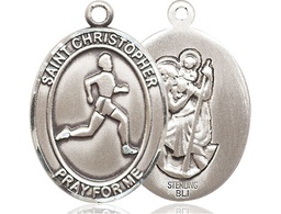 [7149SS] Sterling Silver Saint Christopher Track&amp;Field Medal