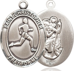 [7149SS] Sterling Silver Saint Christopher Track&amp;Field Medal