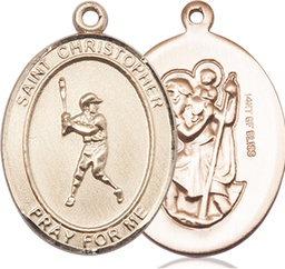 [7150GF] 14kt Gold Filled Saint Christopher Baseball Medal