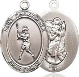 [7150SS] Sterling Silver Saint Christopher Baseball Medal