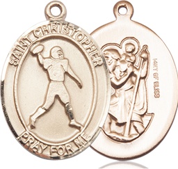 [7151GF] 14kt Gold Filled Saint Christopher Football Medal