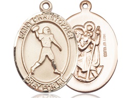 [7151GF] 14kt Gold Filled Saint Christopher Football Medal