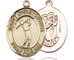 [7152GF] 14kt Gold Filled Saint Christopher Golf Medal
