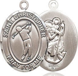 [7152SS] Sterling Silver Saint Christopher Golf Medal