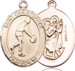 [7153GF] 14kt Gold Filled Saint Christopher Basketball Medal