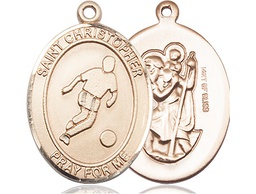 [7154GF] 14kt Gold Filled Saint Christopher Soccer Medal