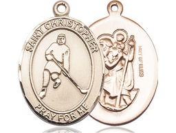 [7155GF] 14kt Gold Filled Saint Christopher Ice Hockey Medal