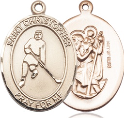 [7155GF] 14kt Gold Filled Saint Christopher Ice Hockey Medal