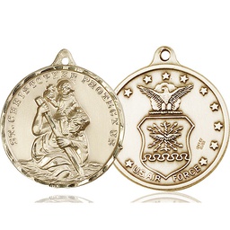 [0203KT1] 14kt Gold Saint Christopher Air Force Medal