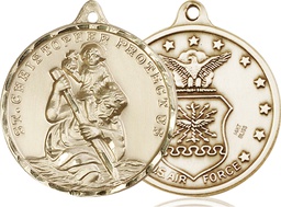 [0203KT1] 14kt Gold Saint Christopher Air Force Medal
