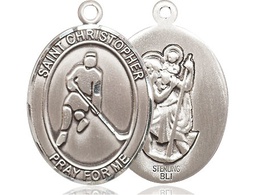 [7155SS] Sterling Silver Saint Christopher Ice Hockey Medal