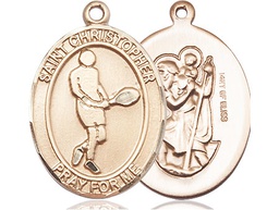 [7156GF] 14kt Gold Filled Saint Christopher Tennis Medal