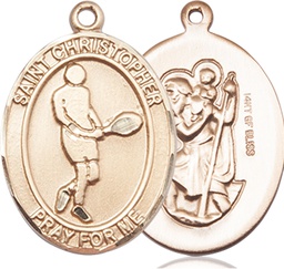 [7156GF] 14kt Gold Filled Saint Christopher Tennis Medal