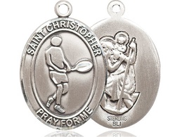 [7156SS] Sterling Silver Saint Christopher Tennis Medal