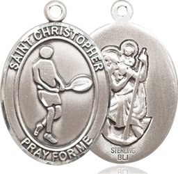 [7156SS] Sterling Silver Saint Christopher Tennis Medal