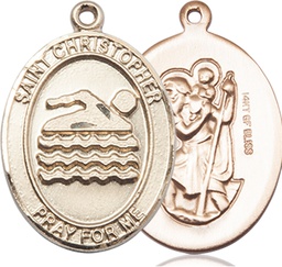 [7157GF] 14kt Gold Filled Saint Christopher Swimming Medal