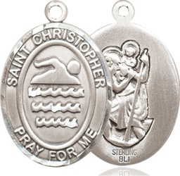 [7157SS] Sterling Silver Saint Christopher Swimming Medal