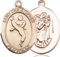 [7158GF] 14kt Gold Filled Saint Christopher Martial Arts Medal