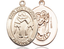[7159GF] 14kt Gold Filled Saint Christopher Wrestling Medal