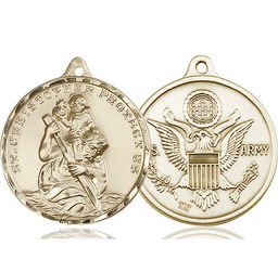 [0203KT2] 14kt Gold Saint Christopher Army Medal