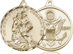 [0203KT2] 14kt Gold Saint Christopher Army Medal