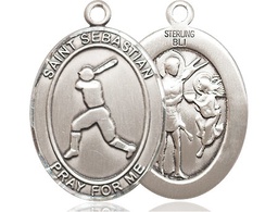 [7160SS] Sterling Silver Saint Sebastian Baseball Medal