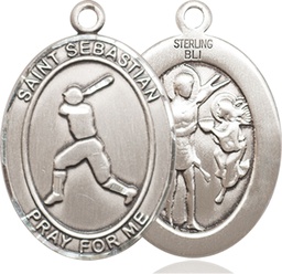 [7160SS] Sterling Silver Saint Sebastian Baseball Medal